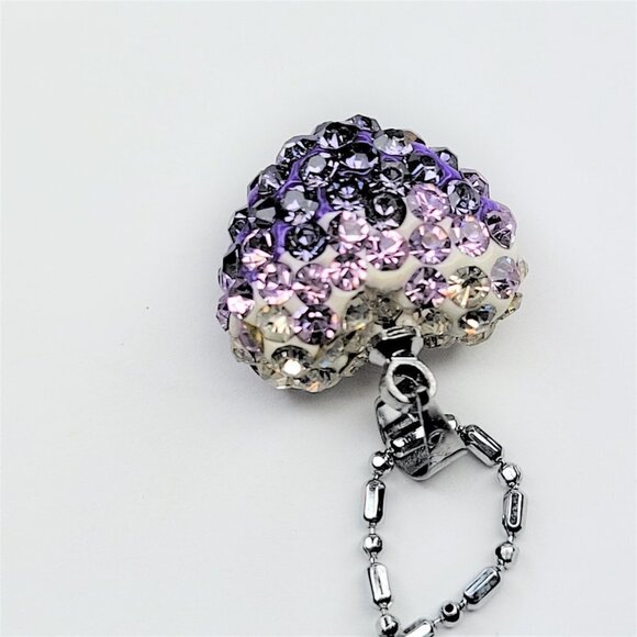Heart Shape Mini Purple and Silver Rhinestone Small Pendant Necklace - Picture 5 of 6